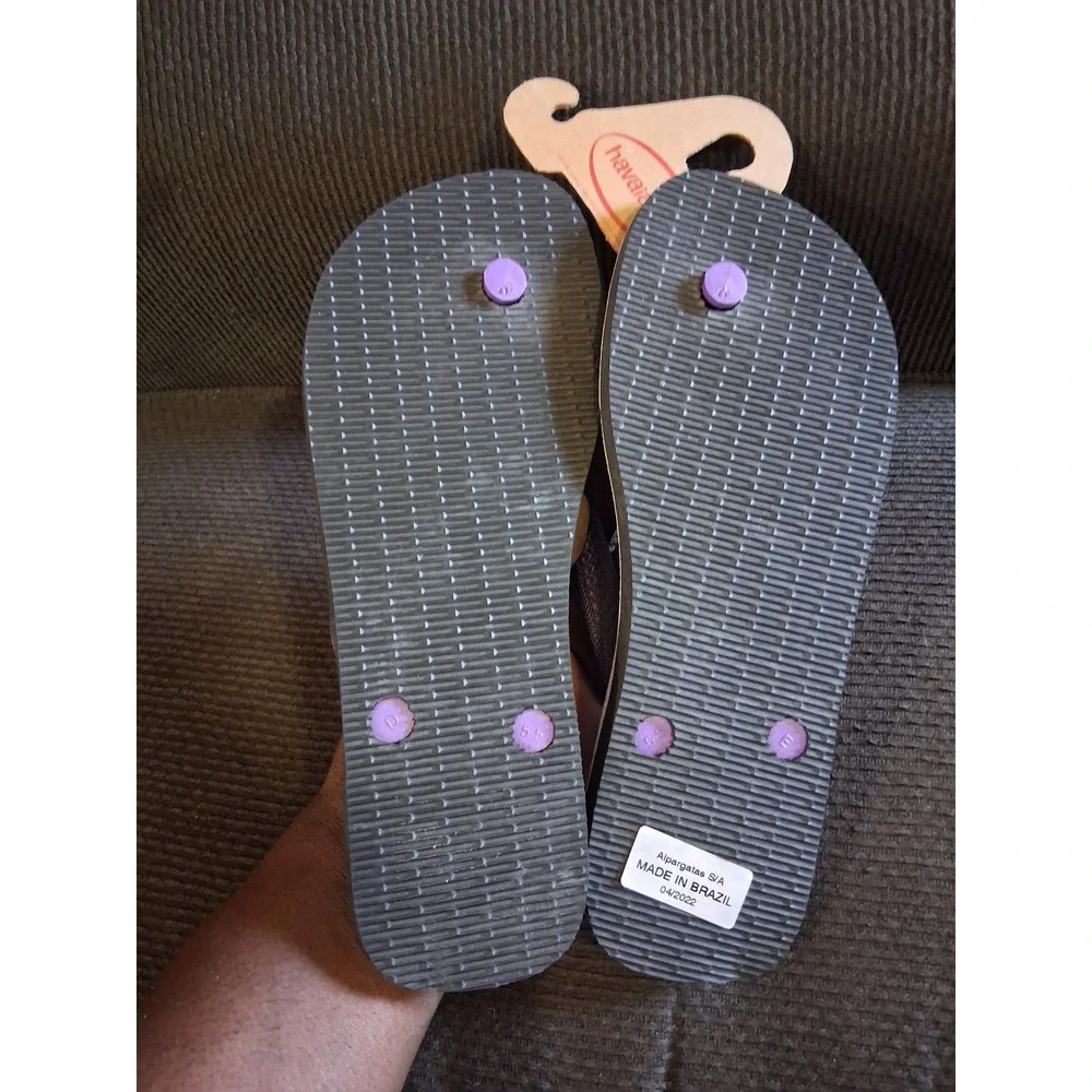 Havaianas Marvel Black Panther Flip Flops Mens 9/10 Purple Black Long‎ Live King